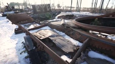 This stock video shows destroyed russian military equipment during the war in Ukraine.