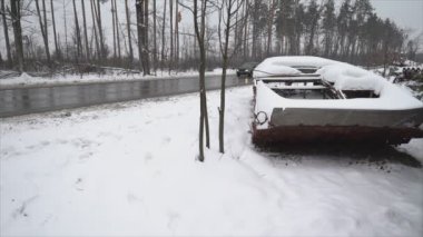 This stock video shows destroyed russian military equipment during the war in Ukraine in 8K resolution