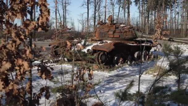Αυτό Απόθεμα Βίντεο Δείχνει Κατεστραμμένο Ρωσικό Στρατιωτικό Εξοπλισμό Κατά Διάρκεια — Αρχείο Βίντεο