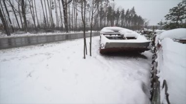 This stock video shows destroyed russian military equipment during the war in Ukraine in 8K resolution