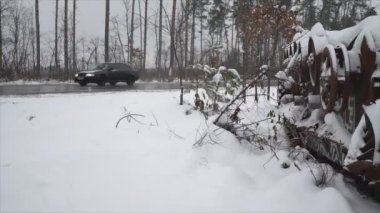 This stock video shows destroyed russian military equipment during the war in Ukraine in 8K resolution
