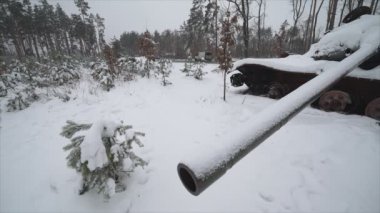 This stock video shows destroyed russian military equipment during the war in Ukraine in 8K resolution