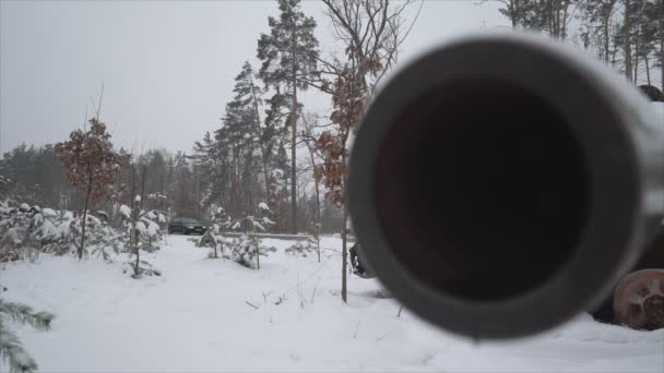 Denna Stock Video Visar Förstörd Rysk Militär Utrustning Kriget Ukraina — Stockvideo