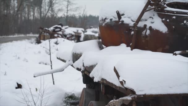Nagranie Pokazuje Zniszczenie Rosyjskiego Sprzętu Wojskowego Podczas Wojny Ukrainie Rozdzielczości — Wideo stockowe
