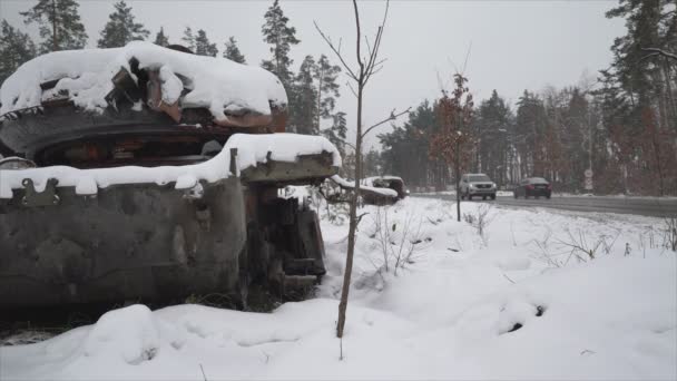 Stock Video Shows Destroyed Russian Military Equipment War Ukraine Resolution — 图库视频影像