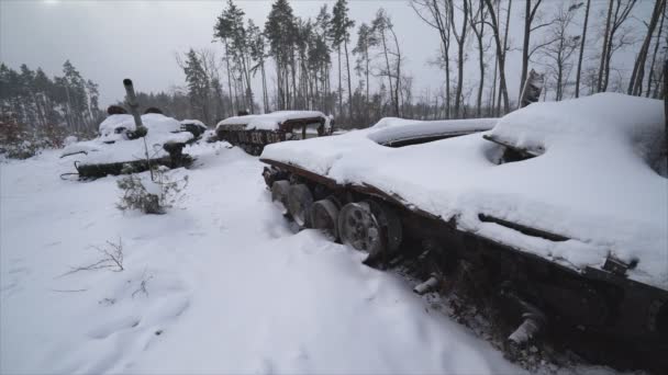 Этом Видео Разрешении Показано Уничтоженное Время Войны Украине Военное Оборудование — стоковое видео