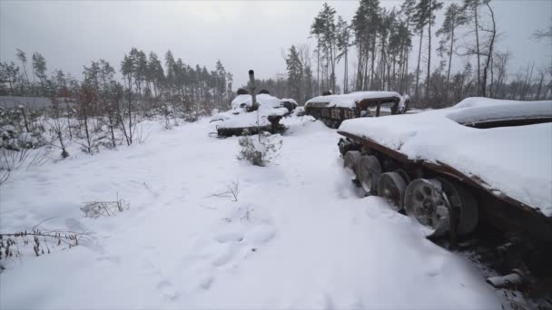 Stock Video Shows Destroyed Russian Military Equipment War Ukraine Resolution — Stock Video