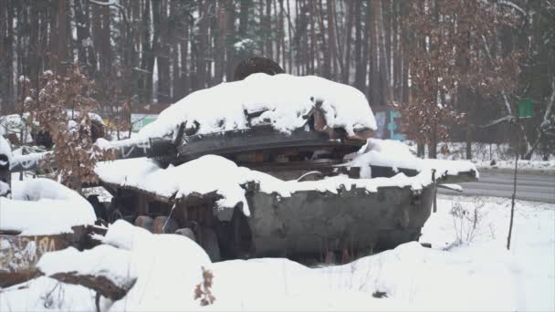 Stock Video Shows Destroyed Russian Military Equipment War Ukraine Resolution — Vídeos de Stock