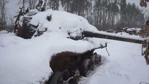 Nagranie Pokazuje Zniszczenie Rosyjskiego Sprzętu Wojskowego Podczas Wojny Ukrainie Rozdzielczości — Wideo stockowe