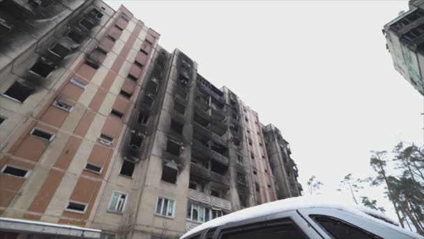 Questo Video Mostra Una Macchina Civile Abbattuta Durante Guerra Ucraina — Video Stock