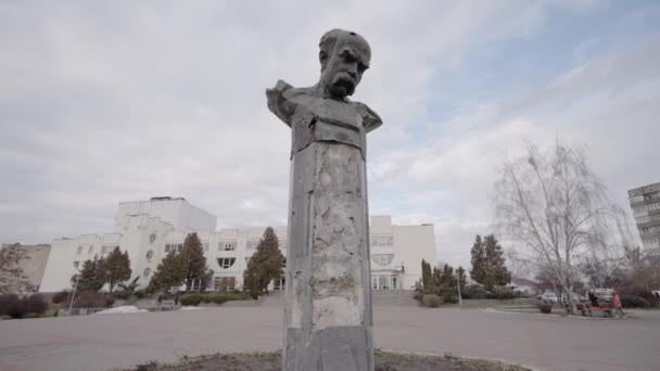 Video Ukrayna Nın Borodyanka Kentindeki Taras Shevchenko Anıtını Gösteriyor — Stok video