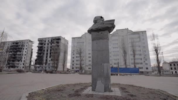 Αυτό Απόθεμα Βίντεο Δείχνει Shot Μνημείο Taras Shevchenko Στην Borodyanka — Αρχείο Βίντεο
