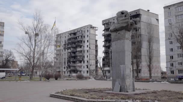 Stock Video Shows Shot Monument Taras Shevchenko Borodyanka Ukraine — Vídeos de Stock