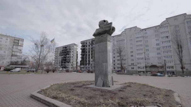 Video Stok Ini Menunjukkan Tembakan Melalui Monumen Untuk Taras Shevchenko — Stok Video