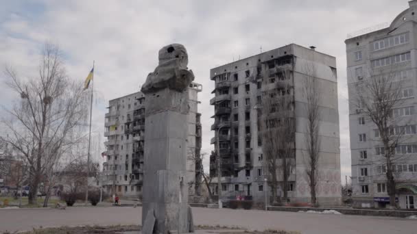 Stock Video Shows Shot Monument Taras Shevchenko Borodyanka Ukraine — kuvapankkivideo