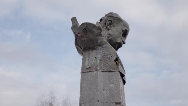 Deze Stockvideo Toont Het Shot Monument Voor Taras Shevchenko Borodyanka — Stockvideo