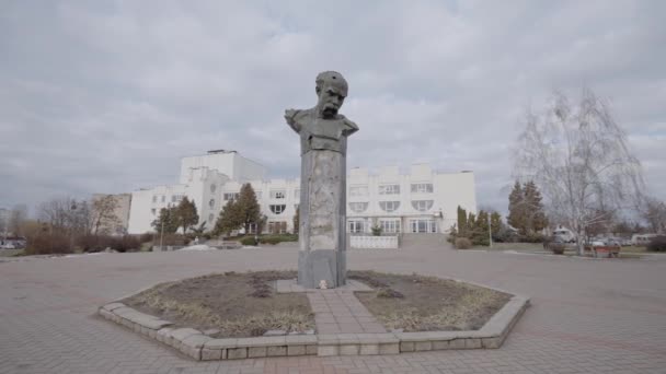 Stock Video Shows Shot Monument Taras Shevchenko Borodyanka Ukraine — Stock video