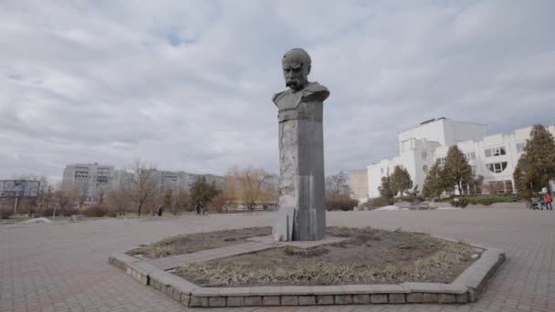 Stock Video Shows Shot Monument Taras Shevchenko Borodyanka Ukraine — 비디오