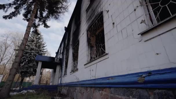 Stock Video Shows Police Station Destroyed War Ukraine — Vídeo de Stock