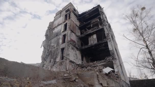 Dieses Archivvideo Zeigt Ein Vom Krieg Zerstörtes Gebäude Borodyanka Ukraine — Stockvideo