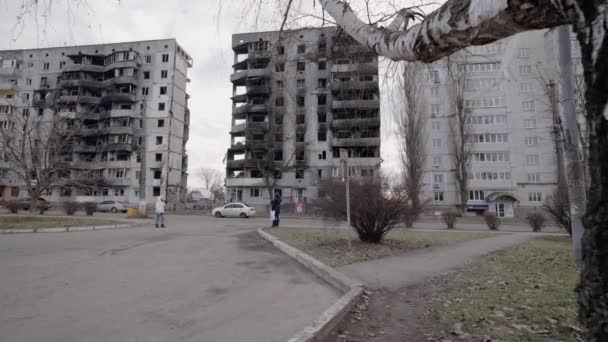 Este Video Muestra Edificio Devastado Por Guerra Borodyanka Ucrania — Vídeos de Stock