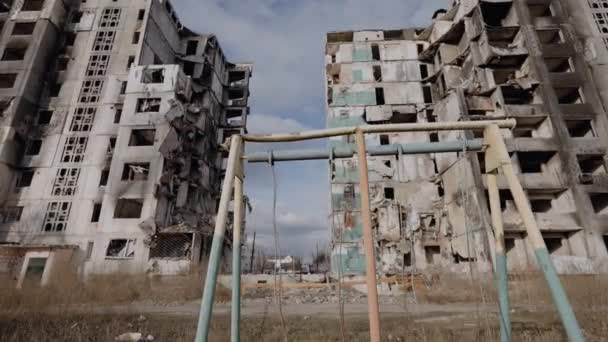 Цьому Відео Зображено Зруйновану Війною Будівлю Бородянці Україна — стокове відео