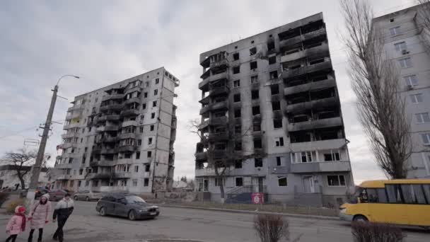 Este Video Muestra Edificio Devastado Por Guerra Borodyanka Ucrania — Vídeos de Stock
