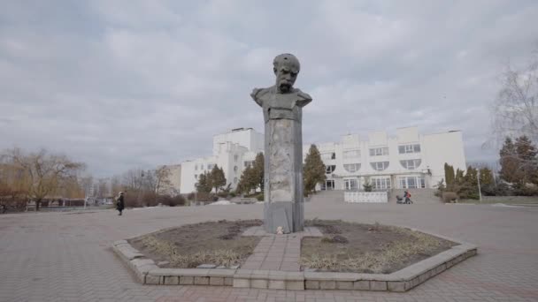 Αυτό Απόθεμα Βίντεο Δείχνει Shot Μνημείο Taras Shevchenko Borodyanka Ουκρανία — Αρχείο Βίντεο