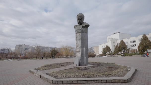 Toto Video Ukazuje Průstřelnou Památku Tarase Ševčenka Borodyance Ukrajině Během — Stock video