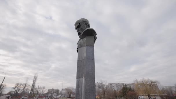 Este Vídeo Mostra Monumento Taras Shevchenko Borodyanka Ucrânia Durante Guerra — Vídeo de Stock