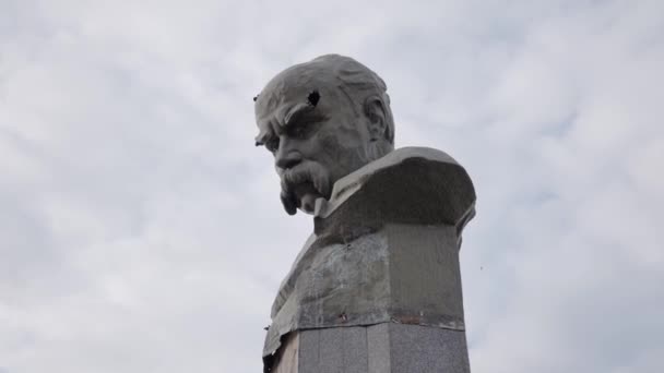 Questo Video Mostra Monumento Taras Shevchenko Borodyanka Ucraina Durante Guerra — Video Stock