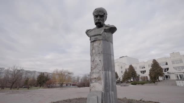 Denne Bestand Video Viser Shot Monument Til Taras Shevchenko Borodyanka – Stock-video