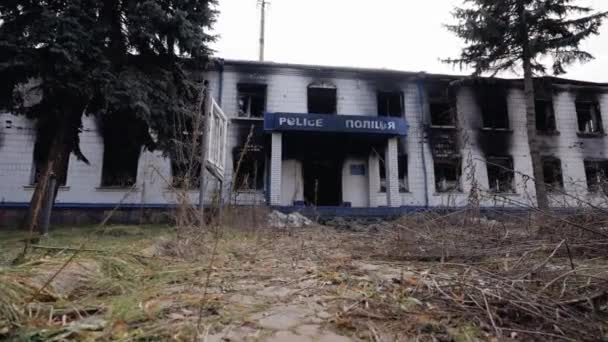 Acest Videoclip Arată Secție Poliție Distrusă Timpul Războiului Din Ucraina — Videoclip de stoc