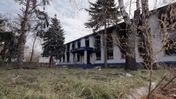 Stock Video Shows Police Station Destroyed War Ukraine — Stock Video