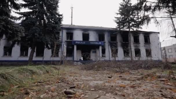 Videoen Viser Politistasjon Ødelagt Krigen Ukraina – stockvideo