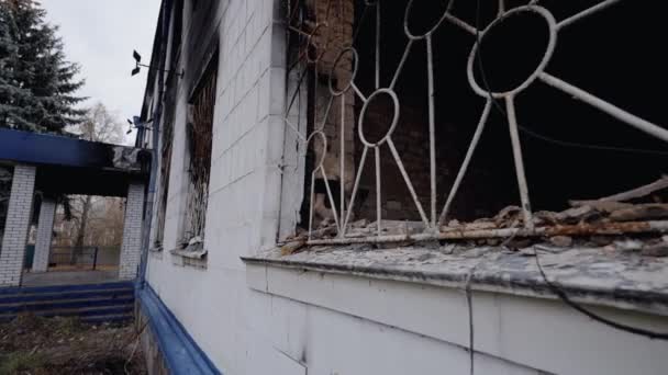 Stock Video Shows Police Station Destroyed War Ukraine — Vídeos de Stock
