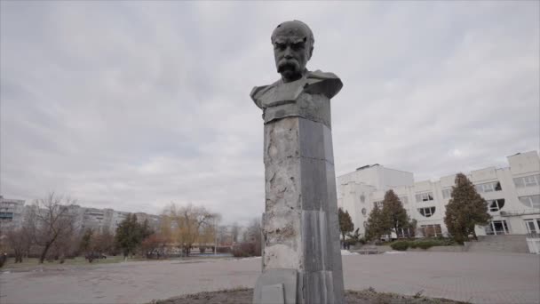 Toto Stock Video Ukazuje Průstřelnou Památku Tarase Ševčenka Borodyance Ukrajina — Stock video