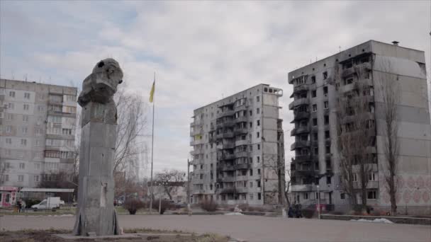 Αυτό Απόθεμα Βίντεο Δείχνει Shot Μνημείο Taras Shevchenko Borodyanka Ουκρανία — Αρχείο Βίντεο