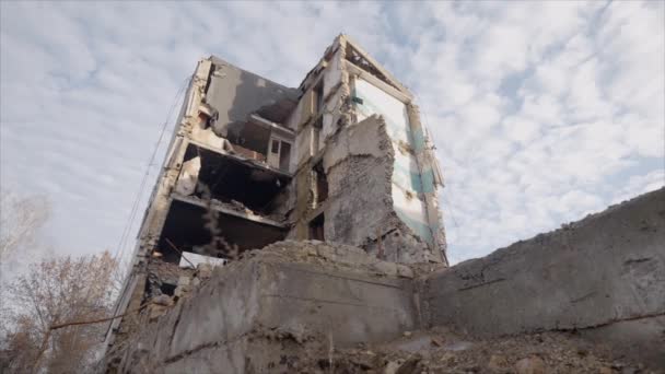 Nagranie Pokazuje Rozdarty Wojną Budynek Borodyance Ukrainie — Wideo stockowe
