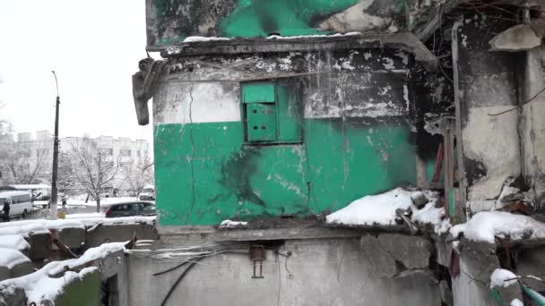 Deze Stockvideo Toont Banksy Graffiti Borodyanka Oekraïne — Stockvideo