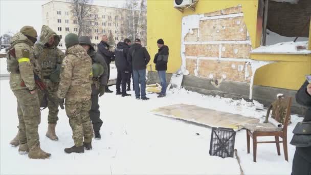 Denna Video Visar Brottsplatsen Efter Stölden Banksy Graffiti Gostomel Ukraina — Stockvideo