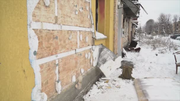 Stock Video Shows Crime Scene Theft Banksy Graffiti Gostomel Ukraine — Stock Video