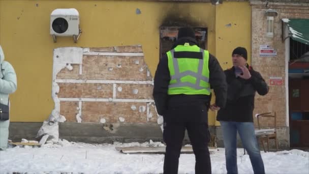 Відео Показує Місце Злочину Після Крадіжки Графіті Банксі Гостомелі Україна — стокове відео