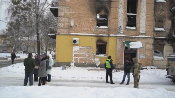 Toto Video Ukazuje Místo Činu Krádeži Banksy Graffiti Gostomel Ukrajina — Stock video