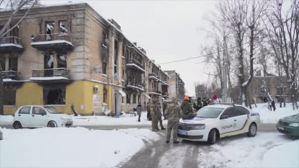 Nagranie Pokazuje Miejsce Zbrodni Kradzieży Graffiti Banksy Gostomel Ukrainie Rozdzielczości — Wideo stockowe