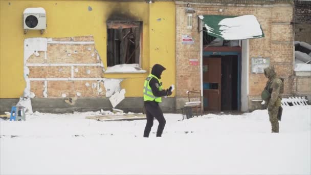 Este Vídeo Mostra Cena Crime Após Roubo Graffiti Banksy Gostomel — Vídeo de Stock