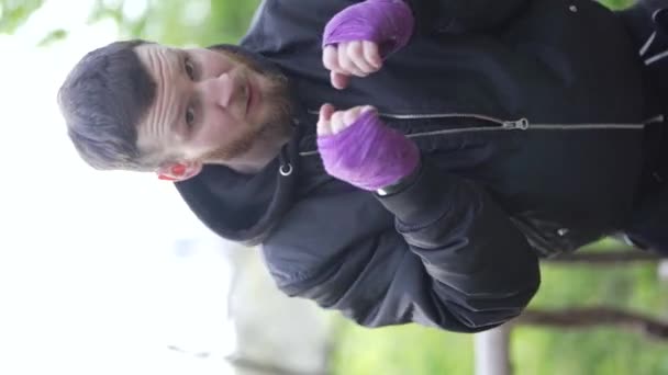 Vertical Video Man Boxer Training — Stock Video