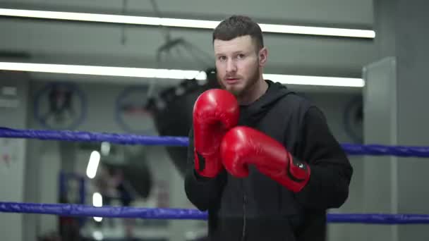 Mužský Boxer Při Tréninku Tělocvičně — Stock video