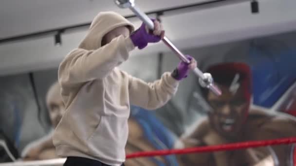 Boxeador Masculino Durante Entrenamiento Gimnasio — Vídeos de Stock
