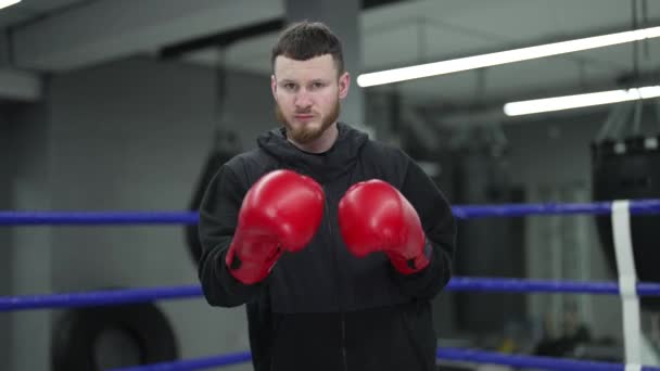 Boxer Masculino Durante Treinamento Ginásio — Vídeo de Stock